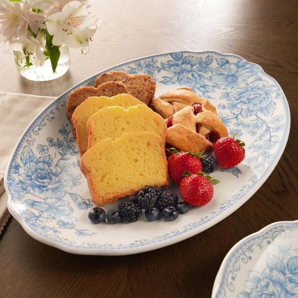 trade❤️ New Pioneer Woman Agatha Blue Floral Oval Platter